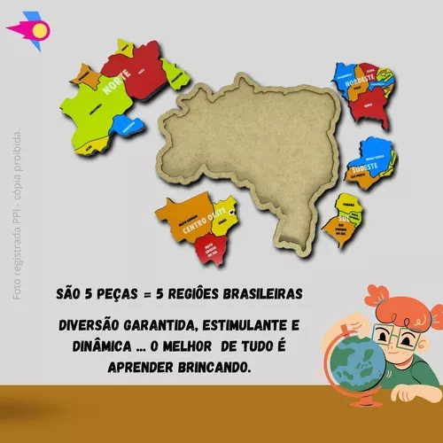 Brinquedo Quebra Cabeça Infantil Mapa Do Brasil Em Madeira