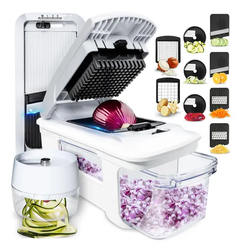 Cortador Fatiador De Legumes Profissional Inox Manual 5 Em 1 Branco