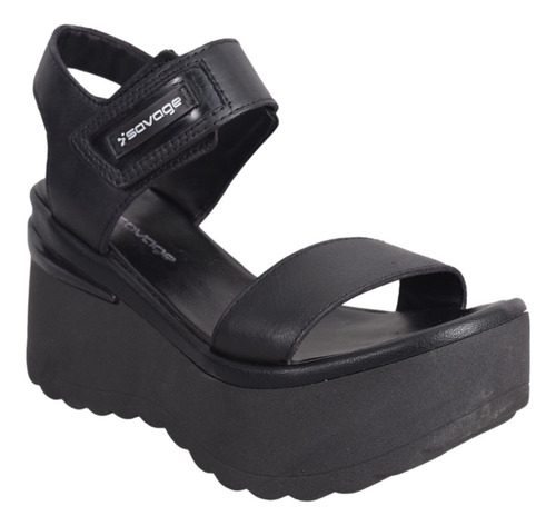 Sandalias Mujer Savage Kiev 900 Cuero Plataforma Abrojo Moda