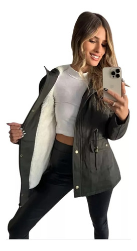 Parka Mujer Campera Corderito Abrigo C/capucha