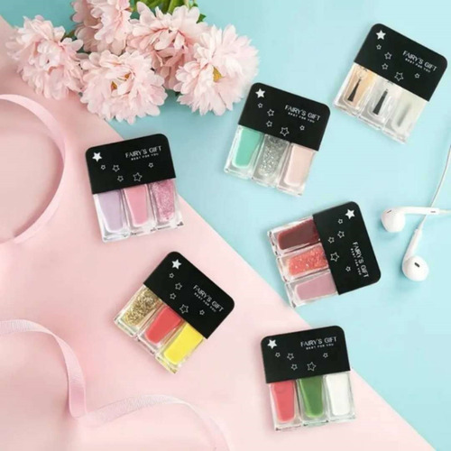 Set De Esmaltes De Uñas Tricolores Con Lentejuelas