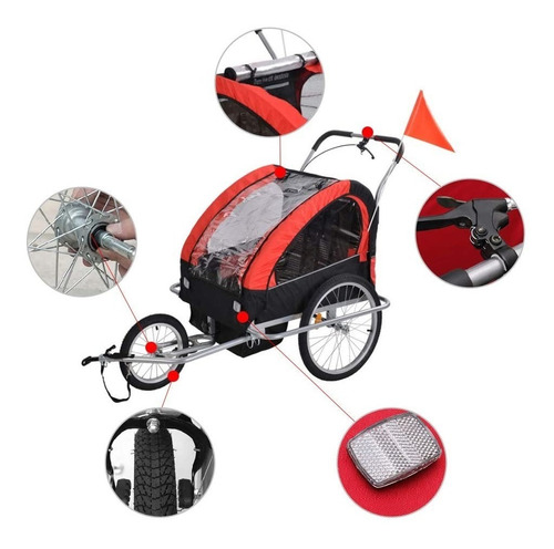 Imagen 2 de 7 de Trailer Coche De Niños Para Bicicleta Plegable Verde