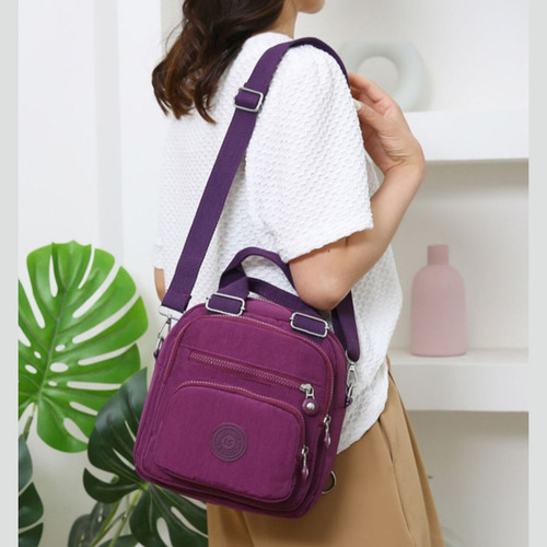 Bolsa Mochila Transversal De Mão Impermeável Multifuncional Acambamento Dos Ferragens Níquel Cor Rosa-chiclete Correia De Ombro Rosa-chiclete Desenho Do Tecido Lisa