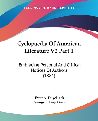 Libro Cyclopaedia Of American Literature V2 Part 1: Embra...