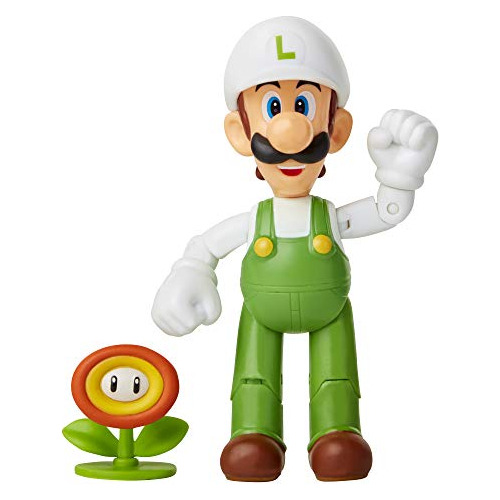 Super Mario Acción Figura 4 Pulgadas Fuego Luigi B8nnc