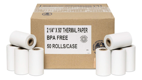 Rollxy - Papel Termico De 2-1/4 X 50 Pulgadas Verifone Vx520