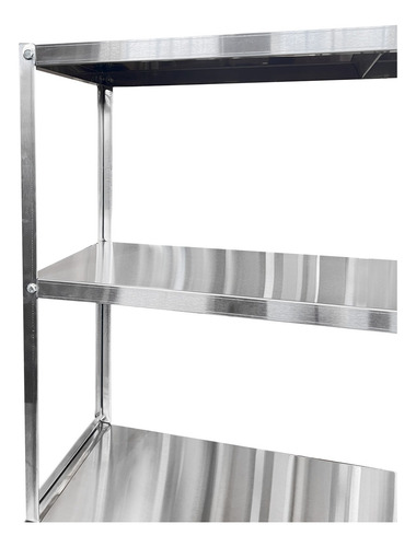 Estante Bancada 1,30 X 60 Com Apoio 1,30 X 30 Em Aco Inox