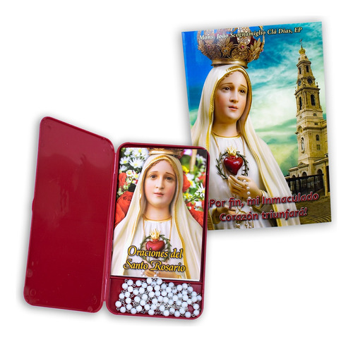 Kit Virgen De Fatima - Incluye Estuche Del Rosario Y Libro