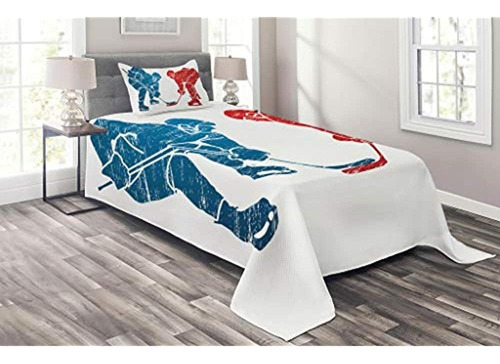 Lunarable Sport Coverlet, Jugadores De Hockey Hobby Activida