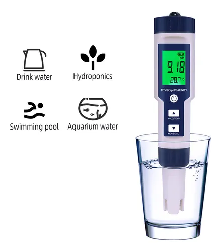 comprar Prueba De Ph\u002Ftds\u002Fec\u002Ftemperatura\u002Fsalinidad 5 En 1 En Agua