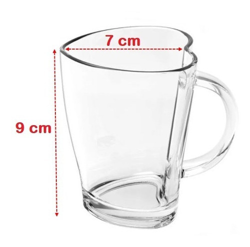 Imagem 4 de 5 de Jogo 6 Canecas Coração 240ml De Vidro Super Resistente