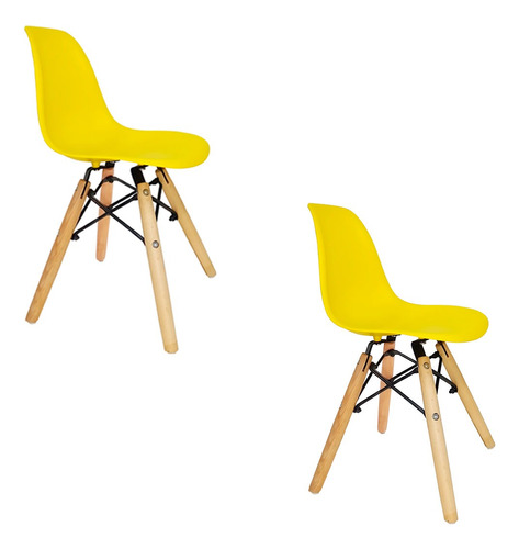 Kit 2 Cadeira Infantil Para Escrivaninha Eames Eiffel Wood