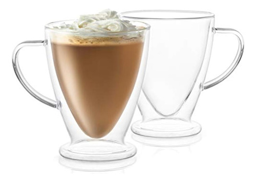 Juego De 2 Tazas Premium De Cristal Para Cafe 15 Oz.