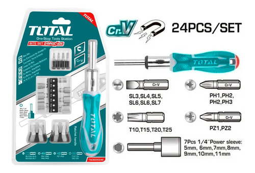 Set Destornillador Con Crique Total 23 Puntas Tacsd30246