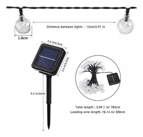 12m 100led Luces De Navidad Cadena Solar Al Aire Libre Para