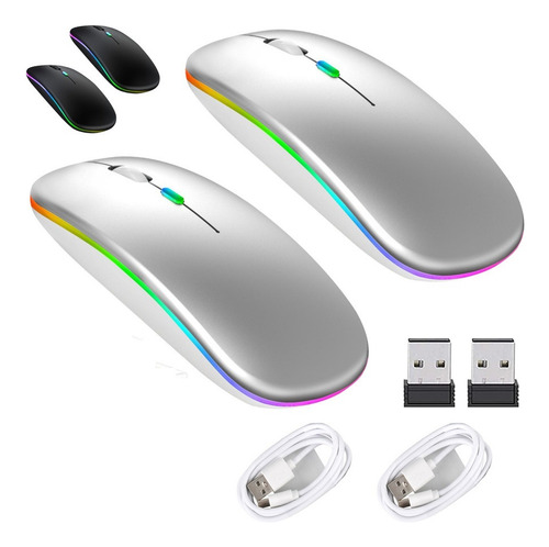 Y 2pzas Mouse Inalámbrico Recargable Receptor Y Bluetooth