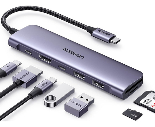 Hub Usb-c 7 En 1 Ugreen 2 Usb-a, 2 Usb-c, 1 Hdmi 4k/60hz Sd
