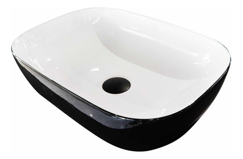 Lavabo Negro Rectangular Blanco Por Dentro Con Contra Negra