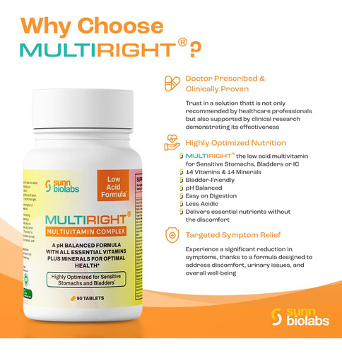 Multiright Multivitaminas Bajas En Ácido 90 Tabletas