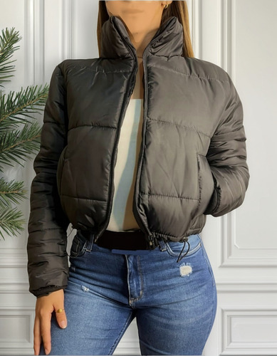 Campera Puffer Mujer Con Corderito Y Cierre