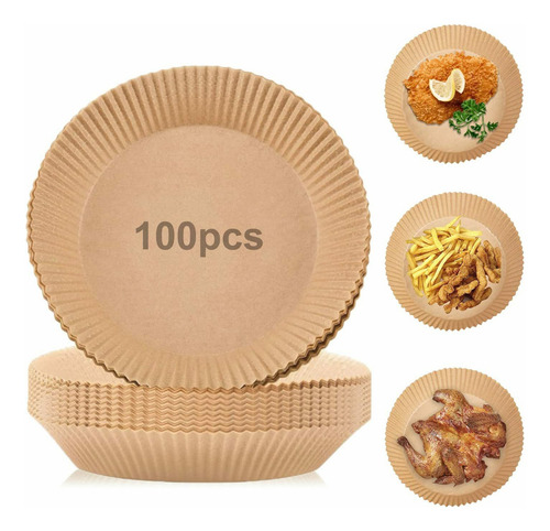 K Forros Para Freidoras Air Fryer, 6.3 Pulgadas, 100 Piezas