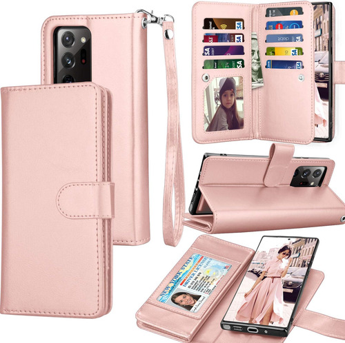 Funda Note 20 Ultra Tekcoo Wallet Kickstand Rose Gold