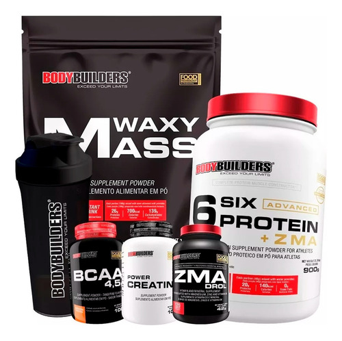 Kit Whey Proten + Hipercalórico + Zma + Bcaa +creatina +copo Sabor Baunilha
