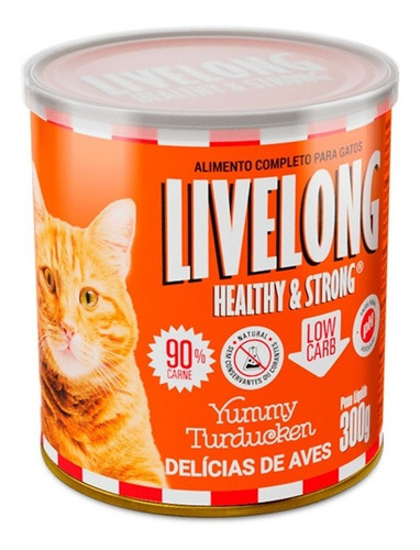 Imagem 1 de 4 de Ração Úmida Para Gatos Livelong Natural Delícias Aves 300g
