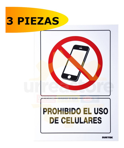 Surtek Ses51 Pack 3 Señales ''prohibido Uso Celular''