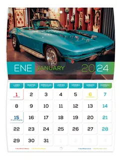 Mate | Calendario De Pared | Mensual | Autos Clásicos | 2024