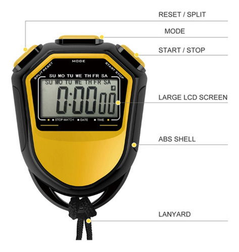 A Cronómetro Digital Portátil Lcd Resistente Al Agua