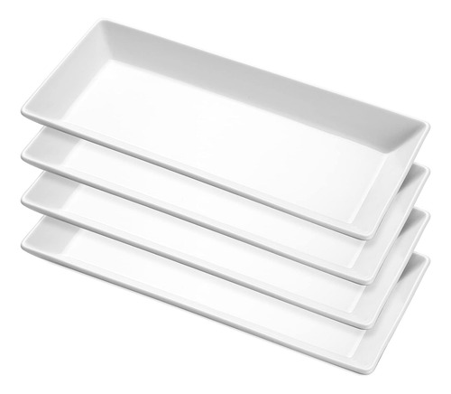 Set De Platos 35.56cms Aperitivo 4 Pcs Porcelana Rectangular