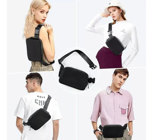 2 Cangurera Deportiva Multiusos Impermeable Gym Correr Bolsa Negro/caqui Color Puro