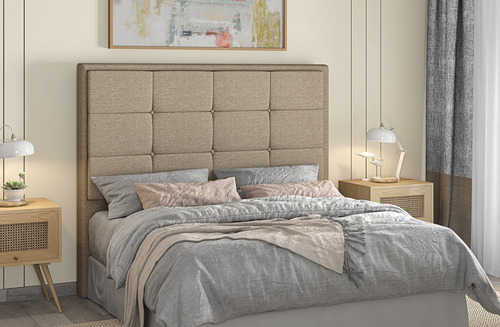 Cabeceira Cama Box Solteiro 0,90 Lotus Quarto Linho Bege