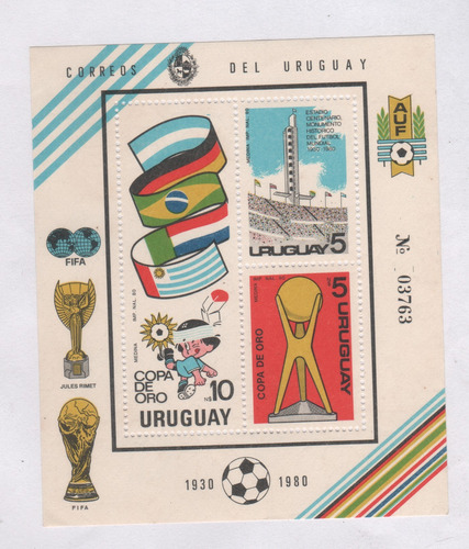 Estampillas De Uruguay - Block Futbol Copa De Oro Año 1980