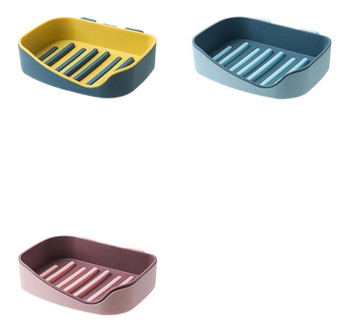Imagen 2 de 3 de 2 Jaboneras Rosa Porta Jabon Adhesivo Baño Organizador Pared