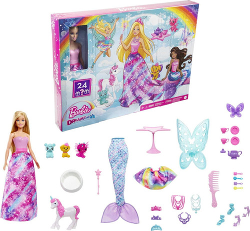Barbie Dreamtopia Set Sorpresa Muñeca Y 24 Regalos Mágicos