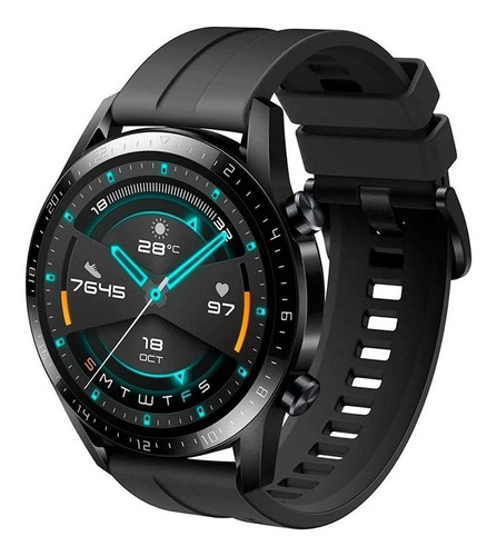 Imagen 2 de 3 de Huawei Watch GT 2 Sport 1.39" caja 46mm de metal y plástico black stainless steel, malla matte black de fluoroelastómero LTN-B19
