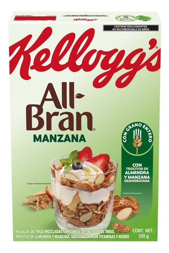 2 Pzs Kelloggs Cereal Hojuela De Trigo Con Manzana All-bran