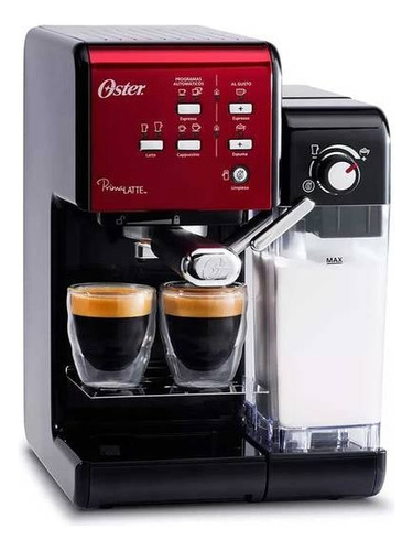 Cafetera Oster Prima Latte De 19 Bares Roja  Y Plateada