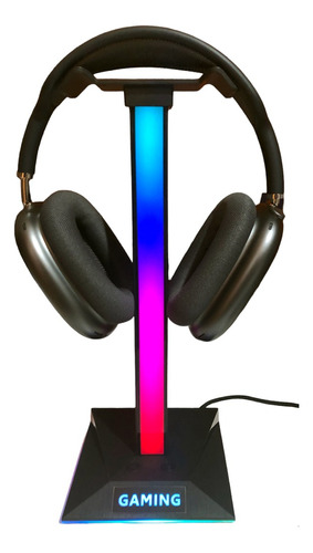 Soporte Para Auriculares Gamer Rgb Stand Headset 2 Usb Mic