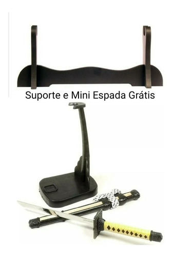 Espada Katana Tamanho Real Dragão Samurai Aço Suporte 101cm