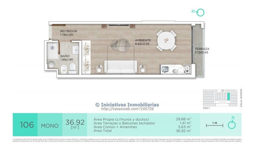Imagen 3 de 7 de Monoambiente Con Garage