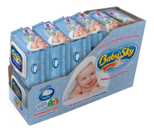 Imagen 1 de 7 de Toallitas Húmedas Baby Sky Bolsillo 30 Pz, Caja Con 12 Paq.