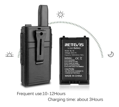 Rádio Walkie Talkie Mini Dual Ptt Recarregável Retevis Rt18