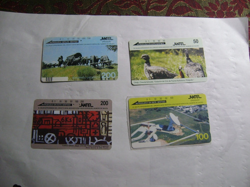 4 Tarjetas Telefonicas Magneticas De Uruguay Antiguas Xi-162