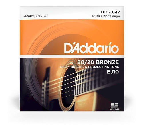 Daddario - Ej-10 80/20 010-047 Encordado Acustica - Plus