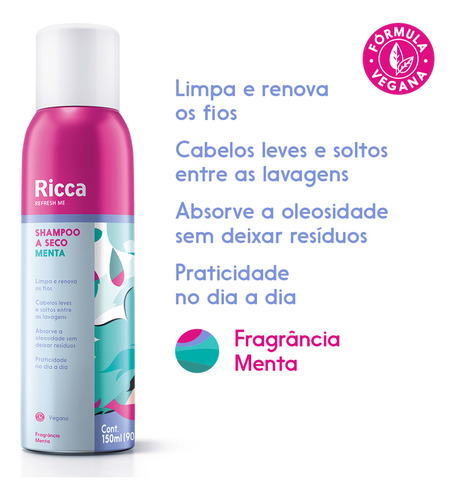 Shampoo A Seco Menta Cuca Fresca Ricca 150ml