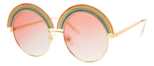 A.j. Morgan Eyewear Arco Iris - Gafas De Sol Redondas, Dora. Color Dorado/rosado