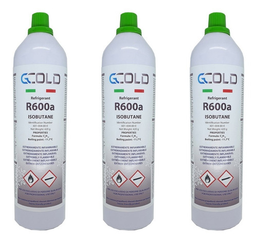 Imagem 1 de 4 de Kit C/ 3 Latas Gás R600a Isobutano Com 420g R600